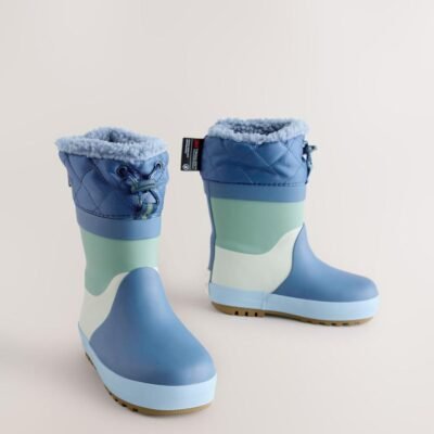 Blue Colourblock Thermal Thinsulate™ Lined Cuff Wellies