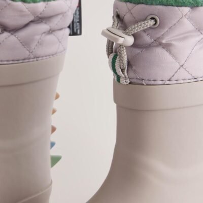 Grey Dinosaur Thermal Thinsulate™ Lined Cuff Wellies