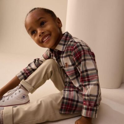 Neutral Check Long Sleeve Character Shirt