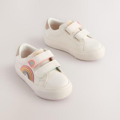 White Standard Fit (F) Touch Fasten Trainers