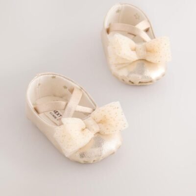 Gold Baby Bow Occassion Shoes