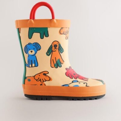 Orange Dog Handle Pull On Wellies