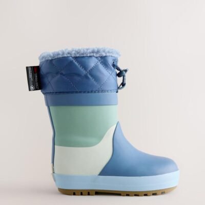 Blue Colourblock Thermal Thinsulate™ Lined Cuff Wellies