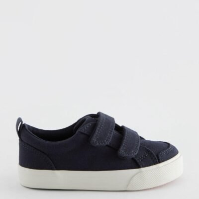 Navy Canvas Wide Fit (G) Two Strap Touch Fastening Trainers