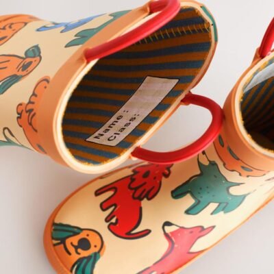 Orange Dog Handle Pull On Wellies