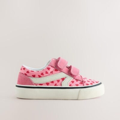 Pink Heart Standard Fit (F) Touch Fastening Trainers