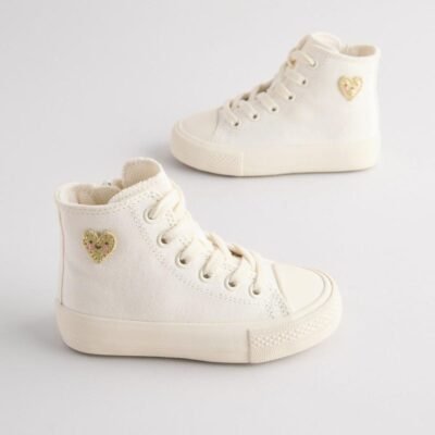White Standard Fit (F) High Top Trainers