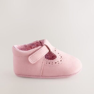 Pink Leather Baby T-Bar Shoes
