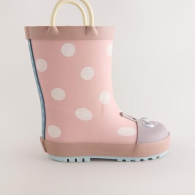 Pink Ladybird Handle Wellies
