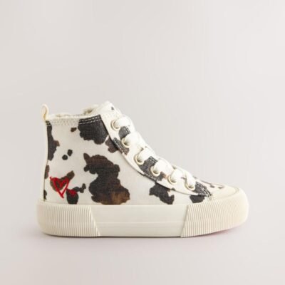 Animal Cow Print Standard Fit (F) High Top Trainers