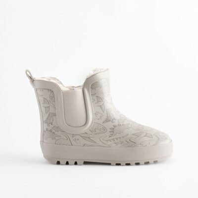 Neutral Dinosaur Warm Lined Ankle Wellies