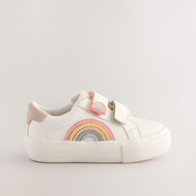 White Standard Fit (F) Touch Fasten Trainers