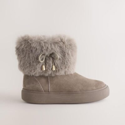 Grey Water Repellent Suede Boots