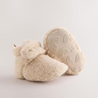 Neutral Borg Baby Touch Fastening Slipper Boots