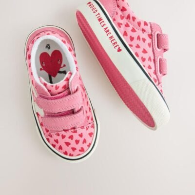 Pink Heart Standard Fit (F) Touch Fastening Trainers