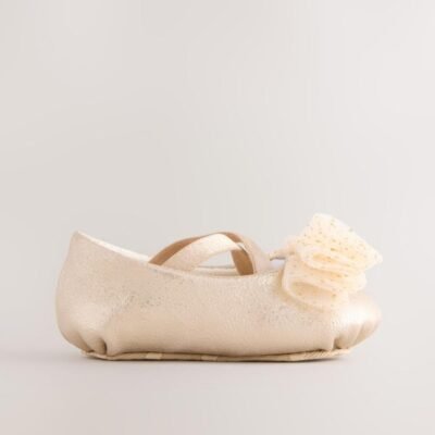 Gold Baby Bow Occassion Shoes