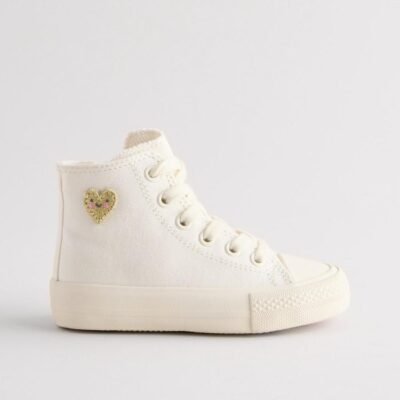 White Standard Fit (F) High Top Trainers
