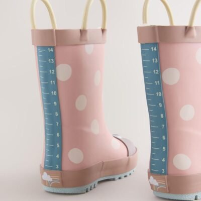 Pink Ladybird Handle Wellies