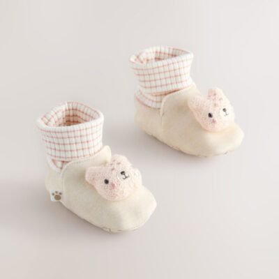 Neutral Bear Baby Sock Top Boots