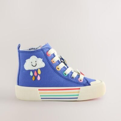 Blue Character Appliqué Standard Fit (F) High Top Trainers