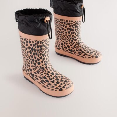 Brown Animal Print Cuff Wellies