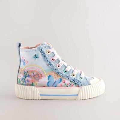 Denim Blue Rainbow Standard Fit (F) High Top Trainers