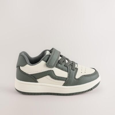 Khaki Green Touch Fastening Elastic Lace Trainers