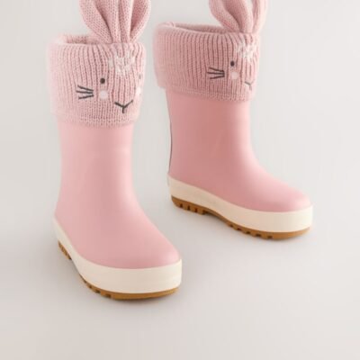 Pink Bunny Lined Cuff Wellies