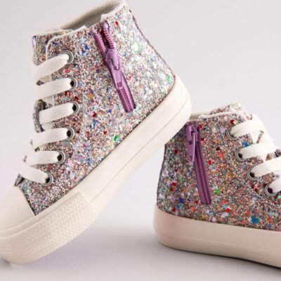 Multi Glitter Standard Fit (F) High Top Trainers