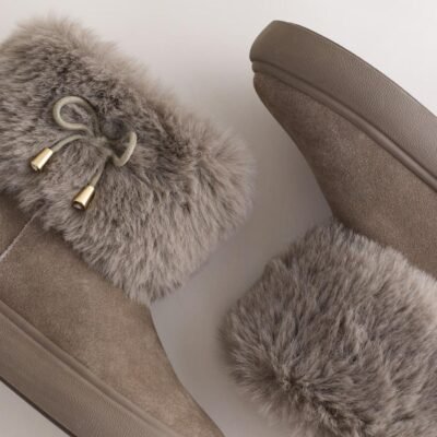 Grey Water Repellent Suede Boots