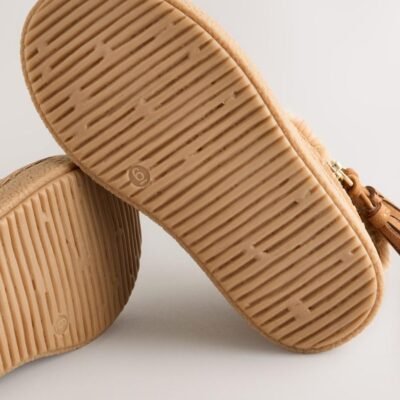 Tan Brown Faux Fur Lined Zip Ankle Boots