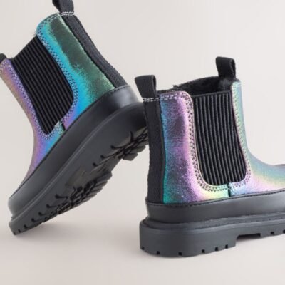Multi Rainbow Chunky Chelsea Ankle Boots