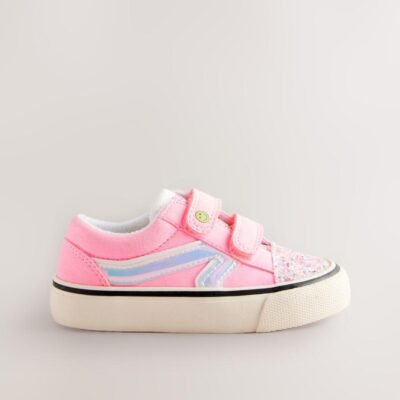 Pink Standard Fit (F) Touch Fastening Trainers