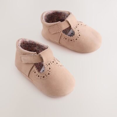 Tan Leather Baby T-Bar Shoes