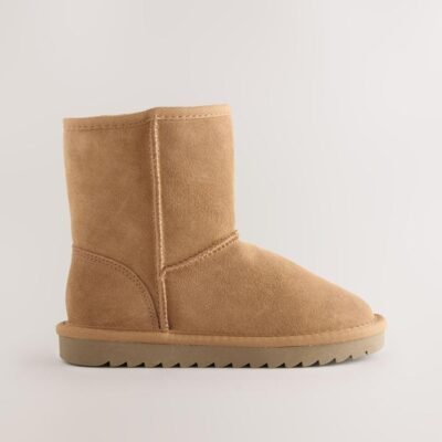 Tan Brown Water Repellent Suede Pull On Boots