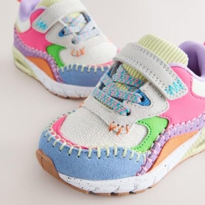 Multi Bright Elastic Lace Chunky Trainers