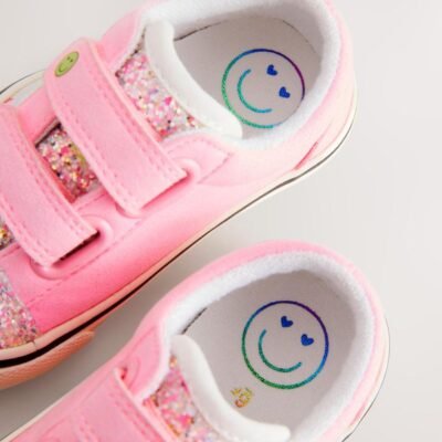 Pink Standard Fit (F) Touch Fastening Trainers