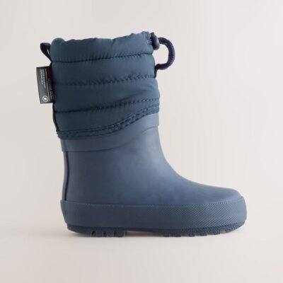 Blue Navy Quilted Cuff Wellies