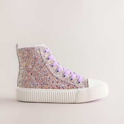 Multi Glitter Standard Fit (F) Lace-Up High Top Trainers