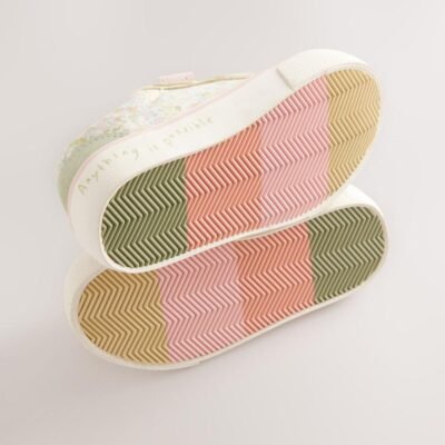 Sage Green Floral Standard Fit (F) Touch Fastening Trainers