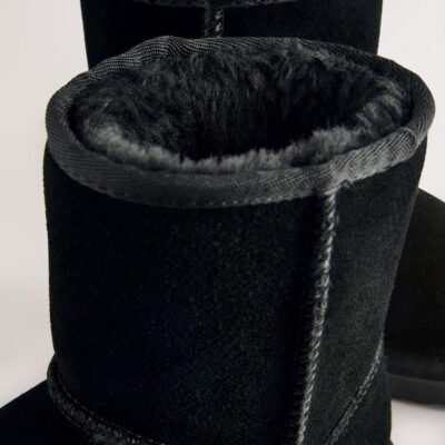 Black Water Repellent Suede Pull On Boots