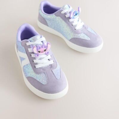 Purple Glitter Lilo & Stitch Lace-Up Lifestyle Trainers