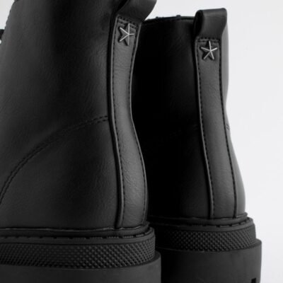 Matt Black Wide Fit (G) Warm Lined Lace-Up Ankle Boots