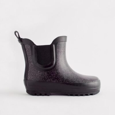 Black Glitter Chelsea Wellies