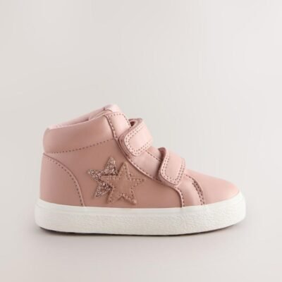 Pink Standard Fit (F) Touch Fasten High Top Trainers