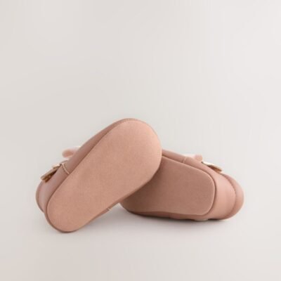 Tan Baby T Bar Bow Shoes