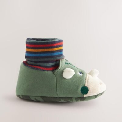 Green Dinosaur Baby Sock Top Boot Shoes