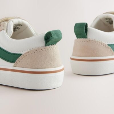 White/Green Standard Fit (F) Touch Fastening Skate Trainers