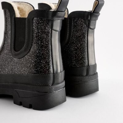 Black Glitter Chelsea Wellies