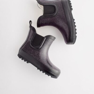 Black Glitter Chelsea Wellies